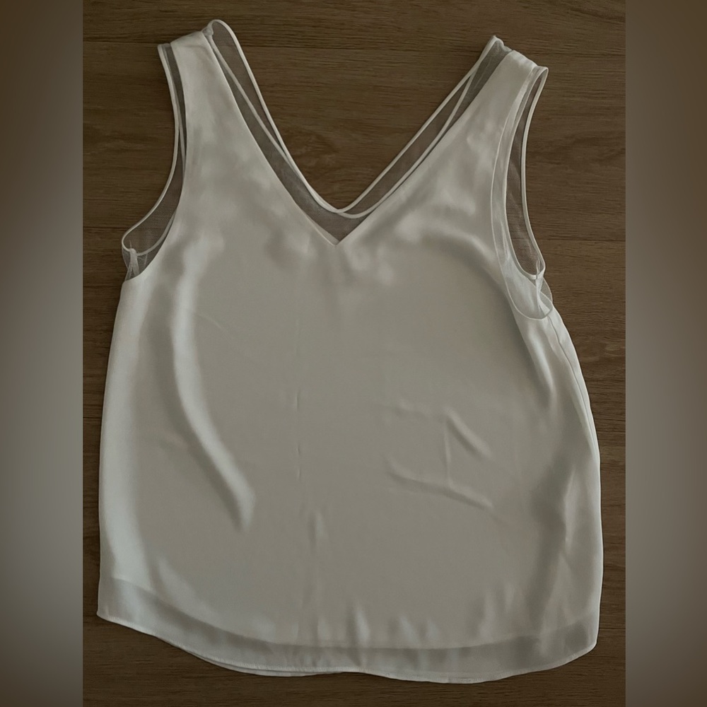 Babaton XS white tank top with sheer edge flowy